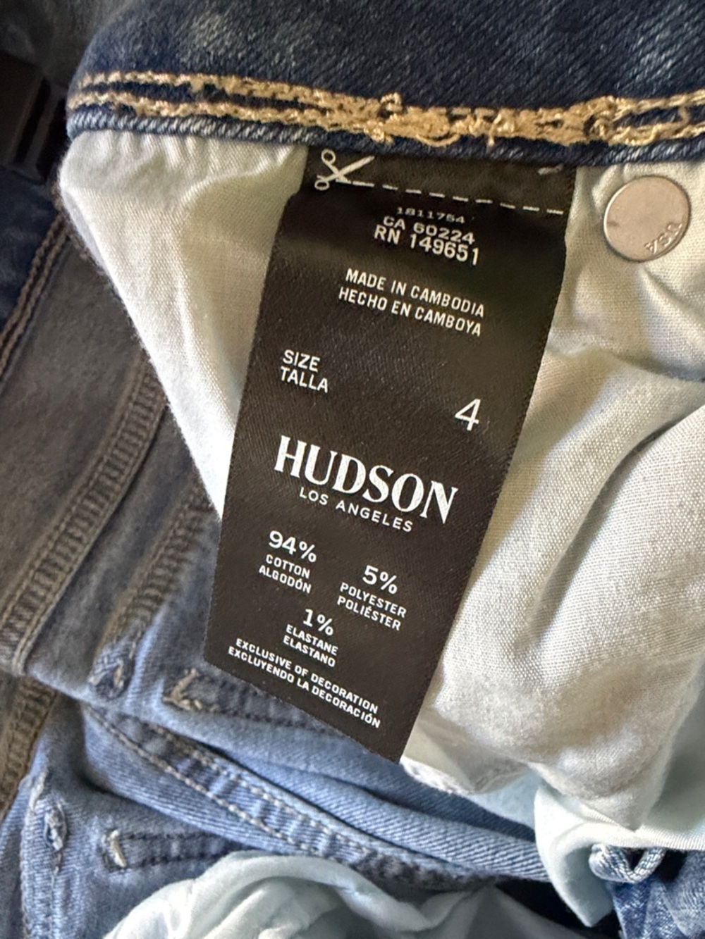 Hudson Jeans Faded Light Blue Straight Leg Denim Womens 4 Stretch Mid-Rise - Picture 6 of 9
